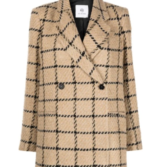 ANINE BING Kaia double-breasted checked tweed blazer - Picture 1 of 6